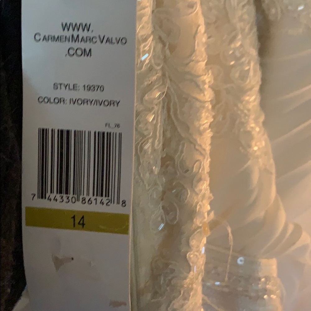 NWT Carmen Marc Valvo Ivory Beaded Dress 14 - Picture 7 of 8